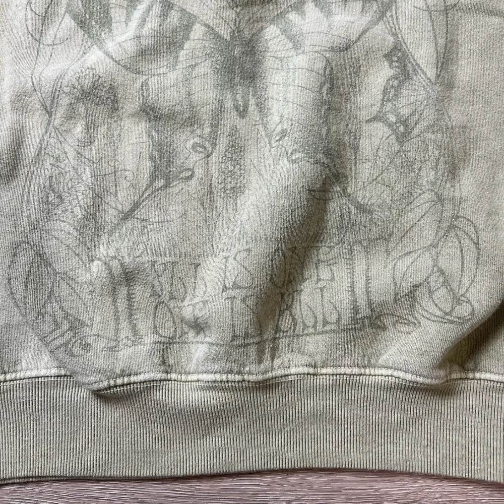 Billabong Sweatshirt Womens XS/S Green Butterfly Graphic Oversized Boho Pullover